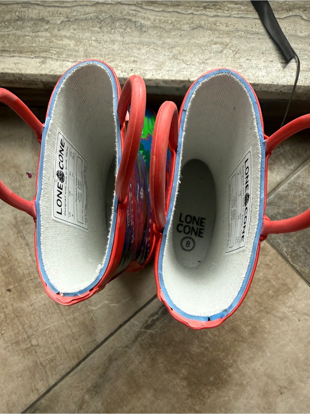 Lone Cone Kids' Blue & Red Dinosaur Rain Boots - Picture 7 of 7